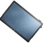 Angled laptop LCD screen panel with side connectors and bezel visible