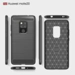Protective black case for Huawei Mate20 shown from multiple angles with textured back and cutouts for camera and ports