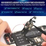Hands holding tweezers and a repair tool while reconnecting an iPhone motherboard during a teardown image used to illustrate phone repair processes